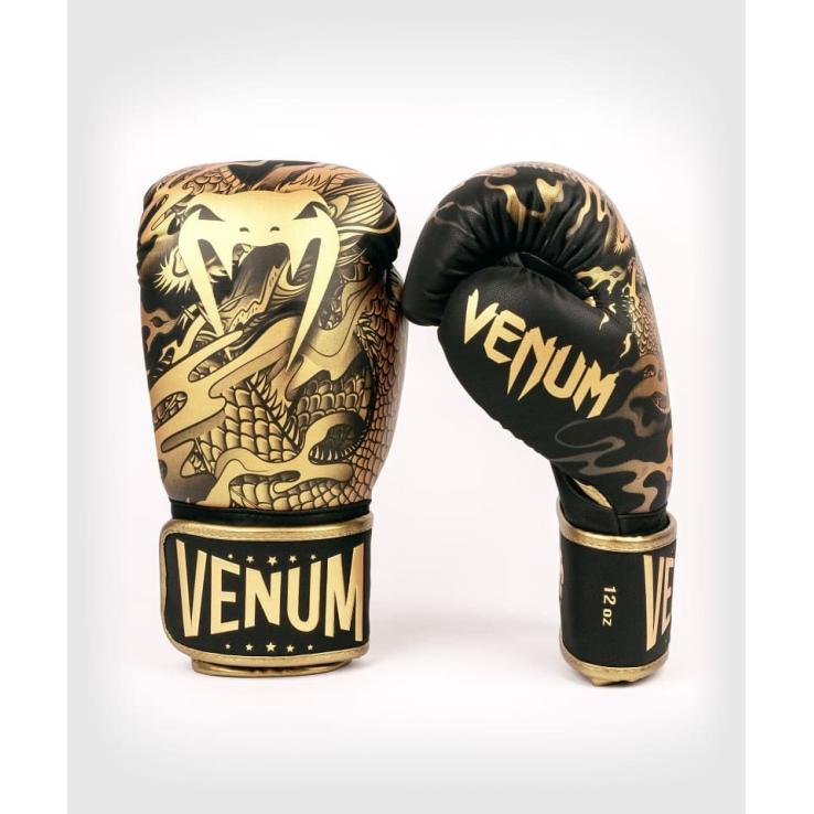 Guantoni da boxe Venum Dragon's Flight neri / dorati