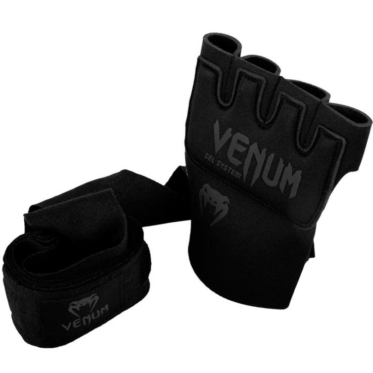 Guantoni da boxe Venum Gel Kontact bendaggio nero opaco (coppia)